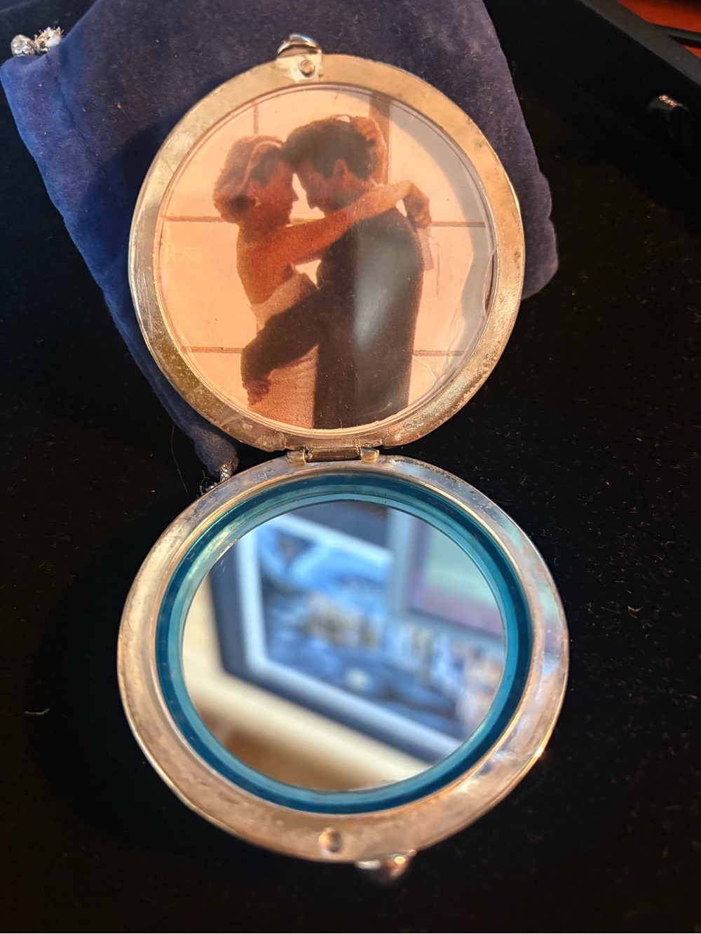 Silver Compact Mirror with photo frame insert